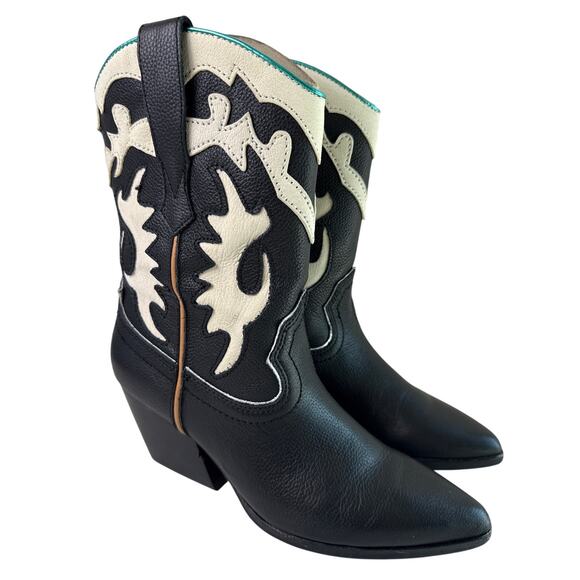 DOLCE VITA Landen Western Boots Pull On Heels Women's 7.5 Leather Pointed Toe - Picture 1 of 11